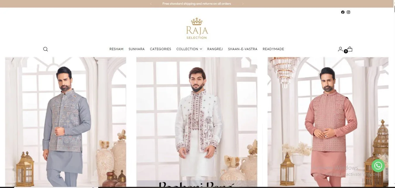Website Design for clothes company in ahmedabad raja selection