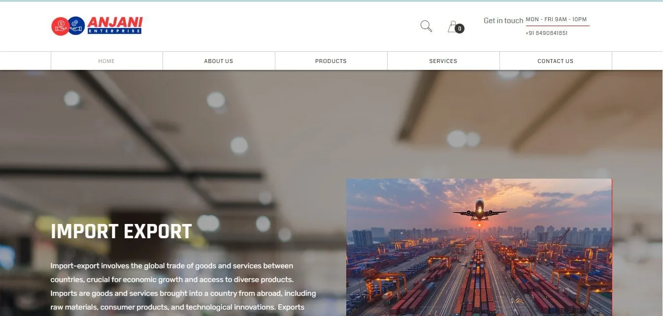 Website Design for industrial engineering and manufacturing company in ahmedabad anjani corporation